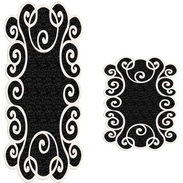 Kylpyhuonemattosetti Linento 21010915Sy, 2kpl, musta/valkoinen