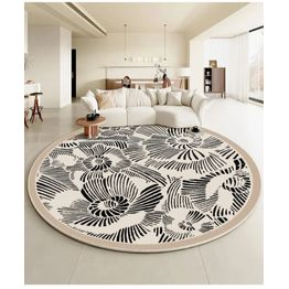 Pyöreä matto Linento Latino, mustavalkoinen/beige, eri kokoja