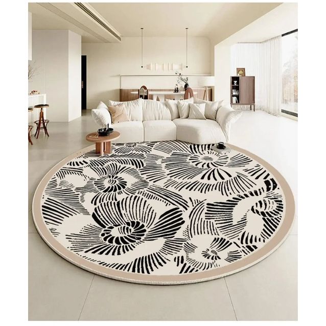 Pyöreä matto Linento Latino, mustavalkoinen/beige, eri kokoja