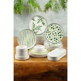 Astiasetti Linento Grön, 22 osaa, vihreä/valkoinen