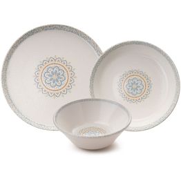 Lautassetti Linento Willow, 12 osaa, sininen/oranssi