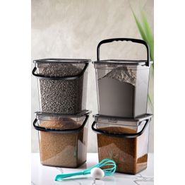 Kahvallinen kuivaelintarvikepurkki (4 osaa) Linento Portabox, harmaa