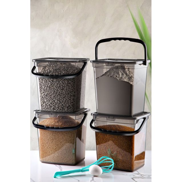 Kahvallinen kuivaelintarvikepurkki (4 osaa) Linento Portabox, harmaa