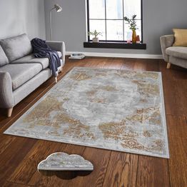 Matto Linento EEXFAB1196, harmaa/kulta, eri kokoja