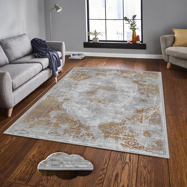 Matto Linento EEXFAB1196, harmaa/kulta, eri kokoja