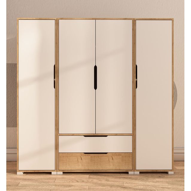 Vaatekaappi Linento Furniture Flora 184, 184x183cm, valkoinen