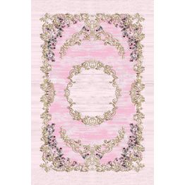 Käytävämatto Linento HMNT629, 100x150cm, vaaleanpunainen/kulta