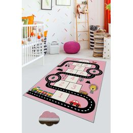 Lastenhuoneen matto Linento HMNT473, vaaleanpunainen, eri kokoja