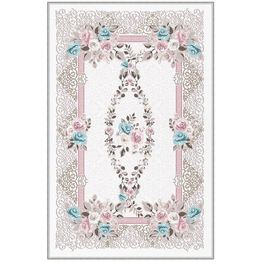 Kynnysmatto Linento HMNT862, 50x80cm, valkoinen/roosa