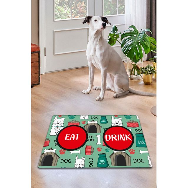 Koiran ruokailualusta Linento Hut Bowl, vihreä/punainen