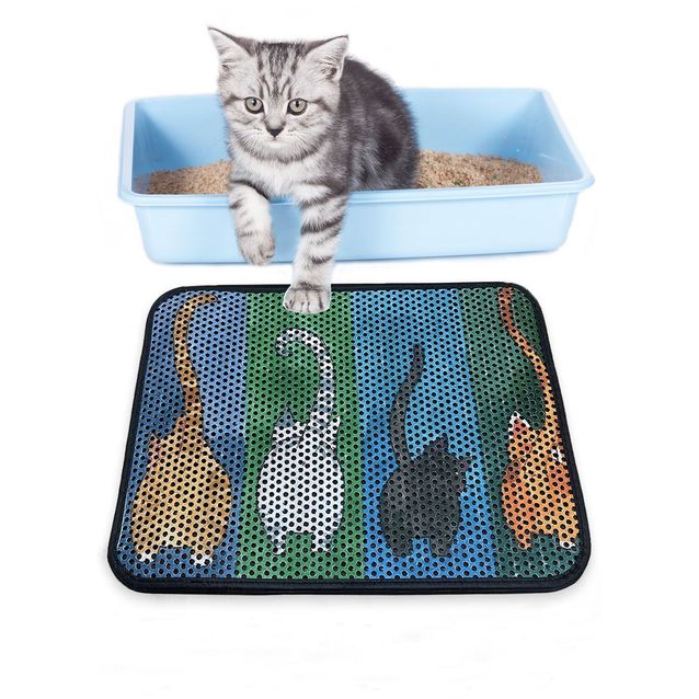 Kissanhiekkamatto Linento Gatto Carino, sininen/vihreä