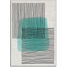 Matto Linento ALHO CARPET-40A, 100x140cm, turkoosi/beige