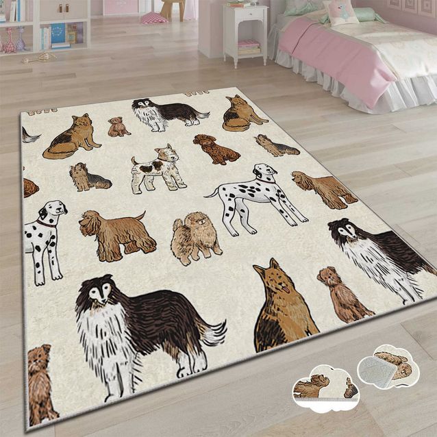 Matto Linento Dog Pattern, beige/ruskea, eri kokoja