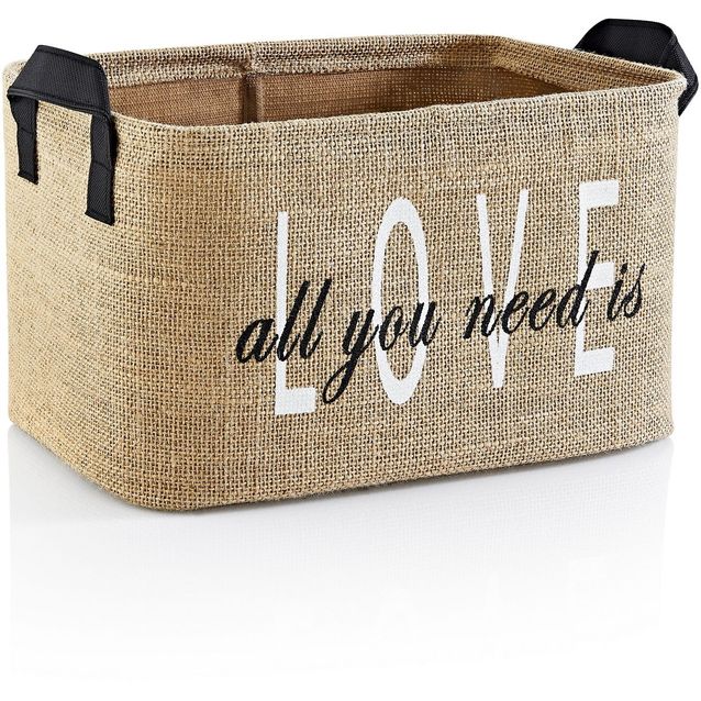 Säilytyskori Linento All You Need Is Love, 30x12x18cm, vaaleanruskea