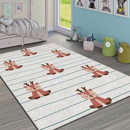 Lastenhuoneen matto Linento Baby Deer, 160x230cm, ruskea/valkoinen
