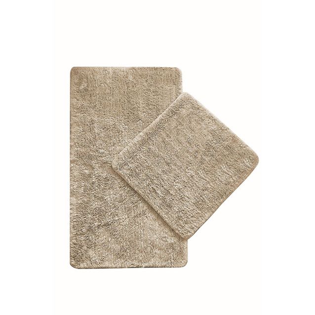 Kylpyhuonemattosetti Linento Cotton Basic, 2kpl, vaaleanruskea