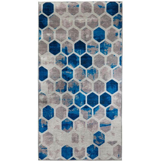 Käytävämatto Linento Ivy, 80x200cm, sininen/harmaa