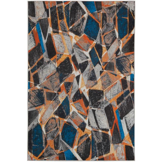 Matto Linento Chaim, 100x150cm, oranssi/sininen