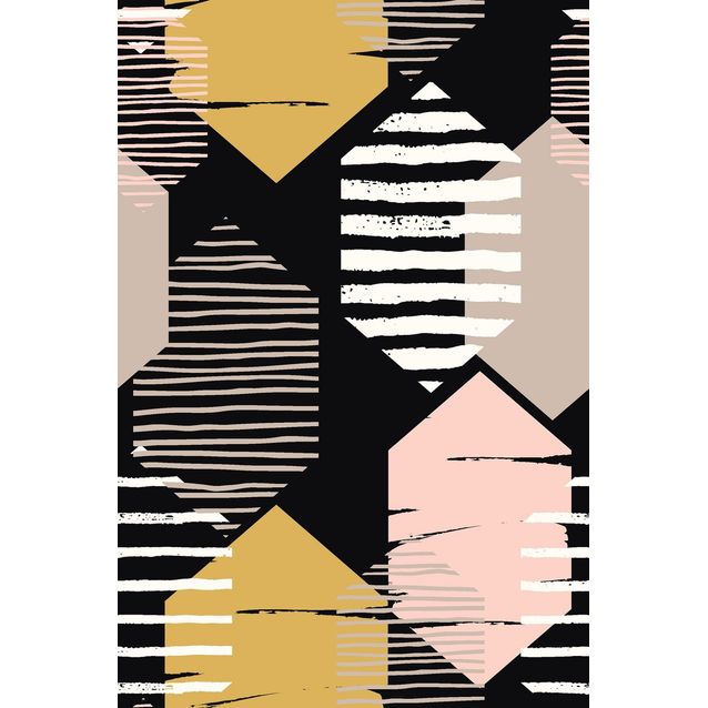 Käytävämatto Linento HMNT134, 80x150cm, musta/keltainen