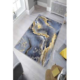 Käytävämatto Linento Exfab261, sininen/kulta, eri kokoja