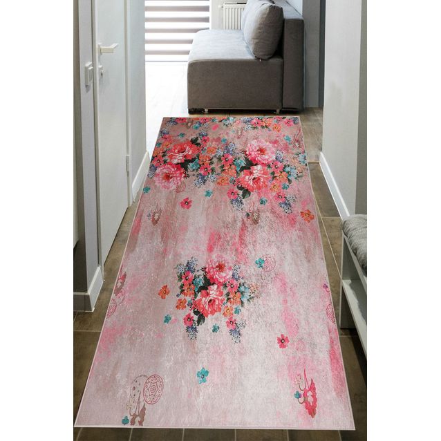 Käytävämatto Linento EXFAB316, beige/roosa, eri kokoja