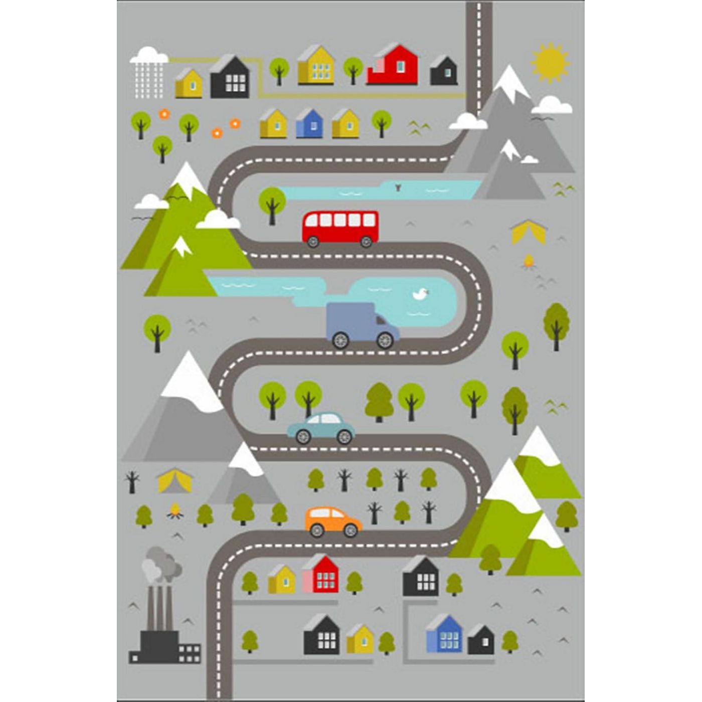 Lastenhuoneen matto Linento Els632, 80x120cm, harmaa