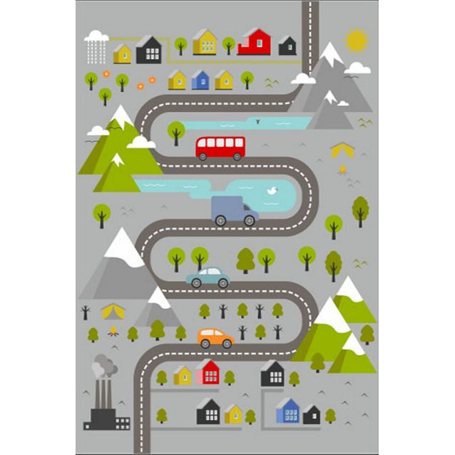 Lastenhuoneen matto Linento Els632, 80x120cm, harmaa