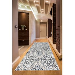 Käytävämatto Linento Els1906, 100x300cm, sininen/kerma