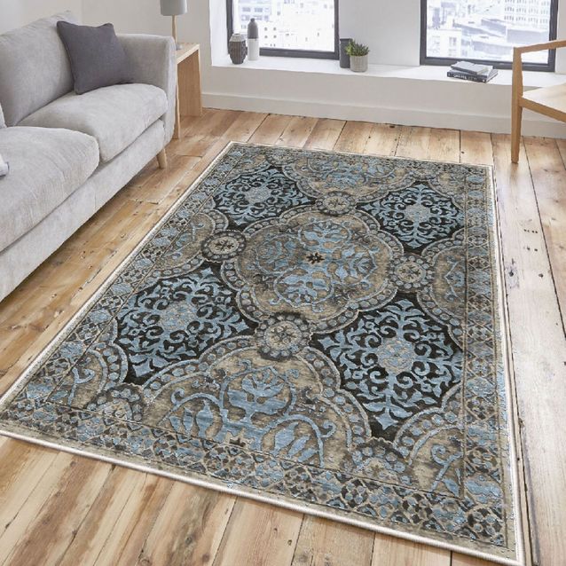 Käytävämatto Linento Els2240, 80x120cm, sininen/beige