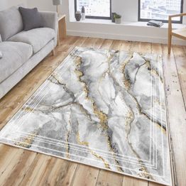 Käytävämatto Linento Els2383, 80x120cm, harmaa/kulta