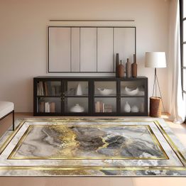 Käytävämatto Linento Els2416, 80x300cm, harmaa/kulta