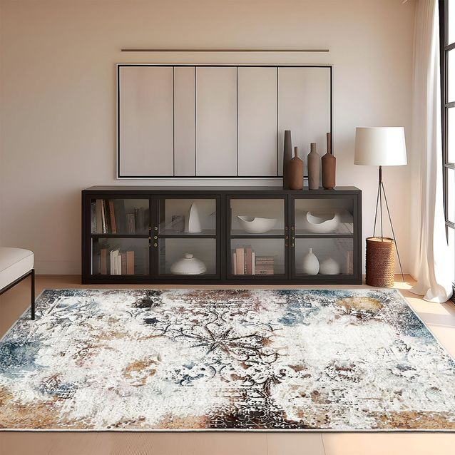 Matto Linento Elsee ruskea/sininen, eri kokoja