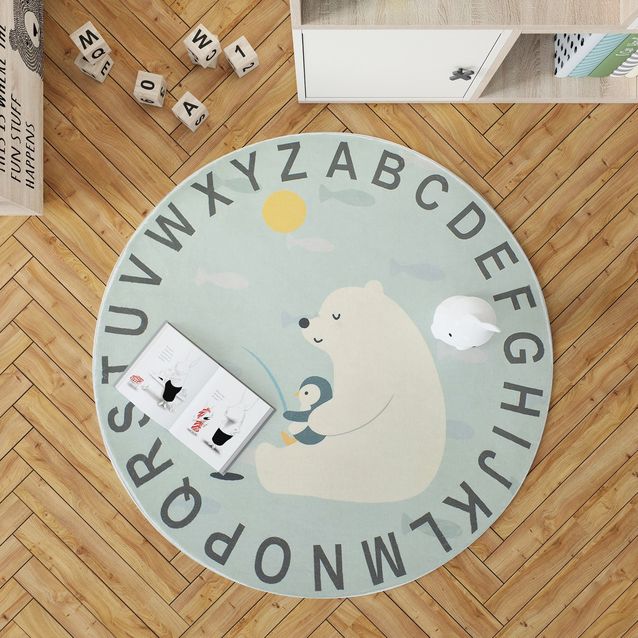 Pyöreä lastenhuoneen matto Linento Woopamuk095, Ø90cm, sininen