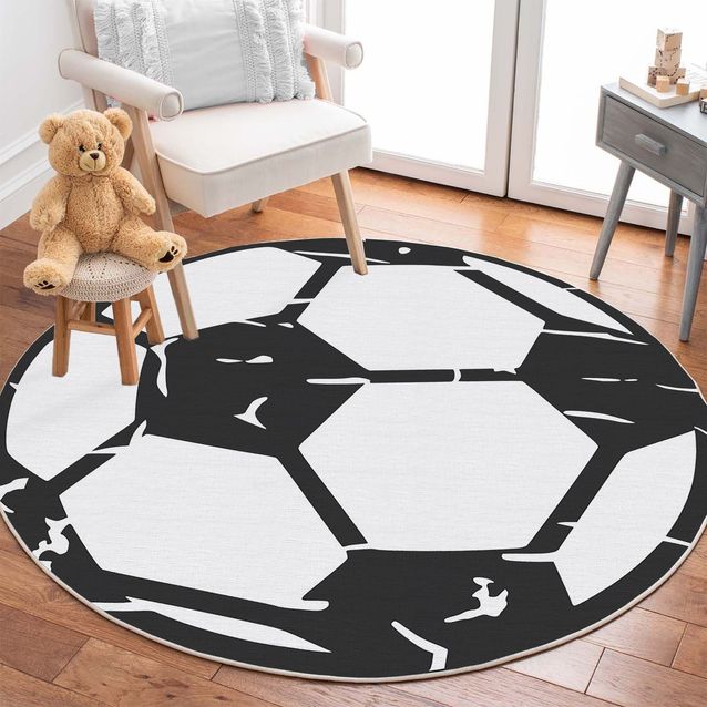 Lastenhuoneen matto Linento Woopamuk162, 100x100cm, mustavalkoinen