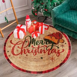 Joulumatto Linento WOOBTNY0318, pyöreä, ruskea/punainen, eri kokoja