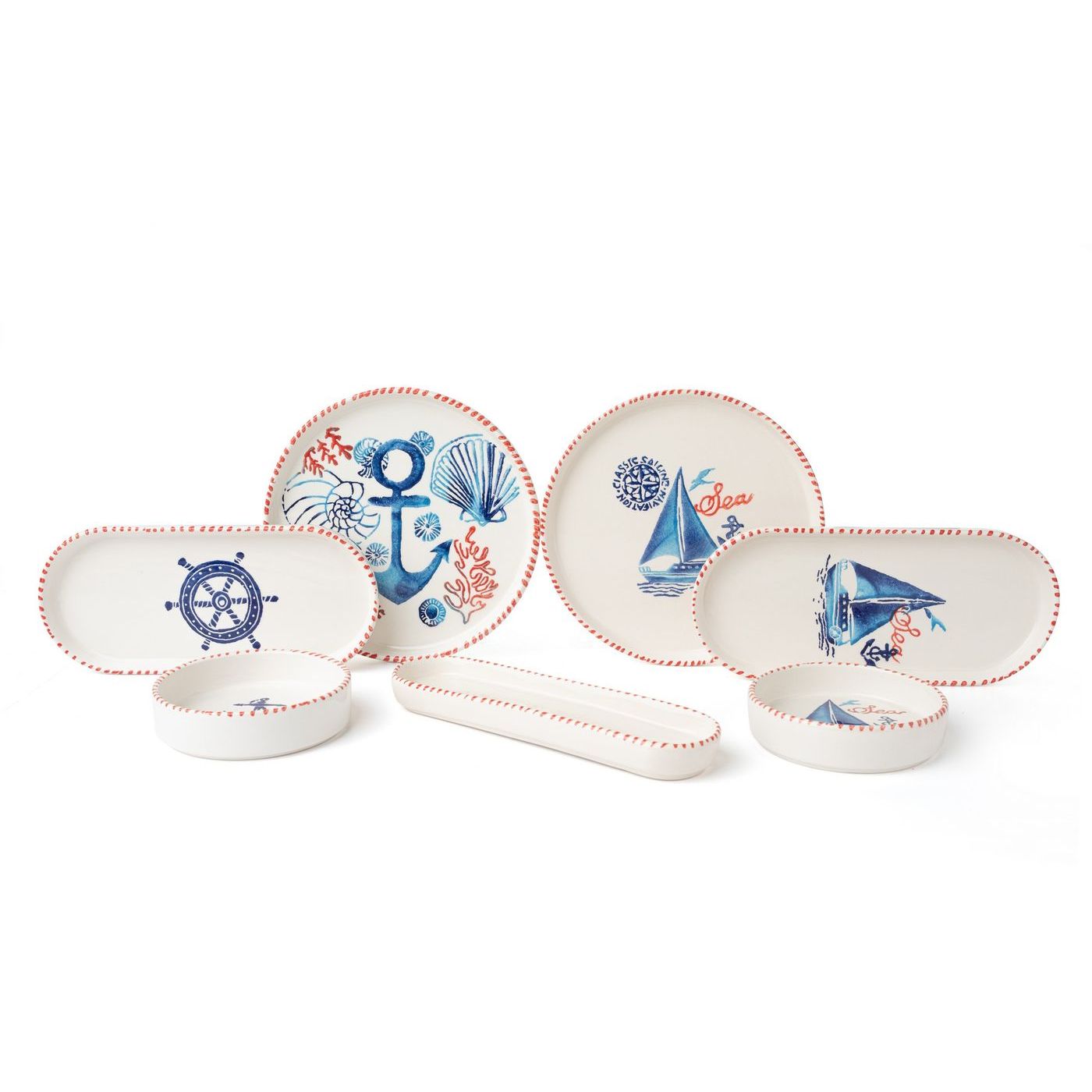 Astiasetti Linento Nautical Sea, 14 osaa, valkoinen/sininen