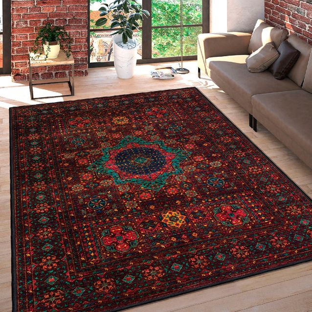 Matto Linento Woosonil072 160x230cm punainen/ruskea/vihreä