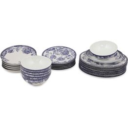 Lautassetti Linento Kuura, 24 osaa, sininen/valkoinen