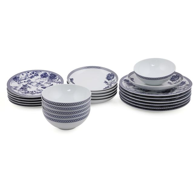 Lautassetti Linento Harju, 24 osaa, sininen/valkoinen, lisäkuva 6