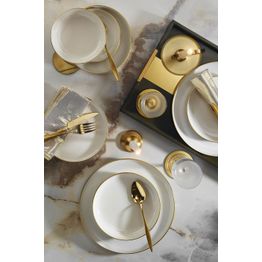 Lautassetti Linento Catherine, 16 osaa, valkoinen/kulta