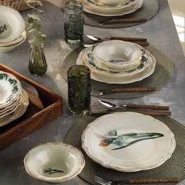 Lautassetti Linento Laura, 18 osaa, valkoinen/vihreä