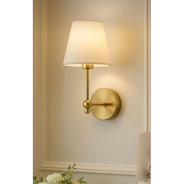 Seinävalaisin Linento Lighting BRZ-343417, ø10-15cm, E27, max. 40W, IP20, kerma/kulta