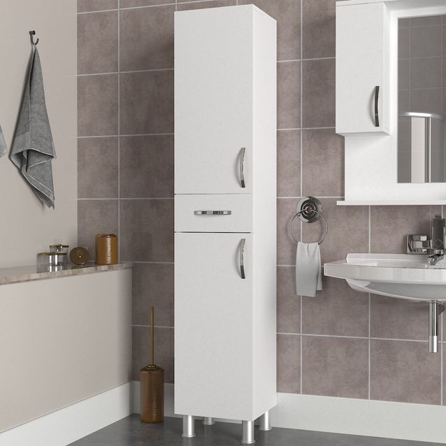 Kylpyhuoneen kaappi Linento Furniture Selin, 35x179cm, valkoinen