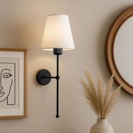 Seinävalaisin Linento Lighting 241966, ø13cm, E27, max. 40W, IP20, kerma/musta