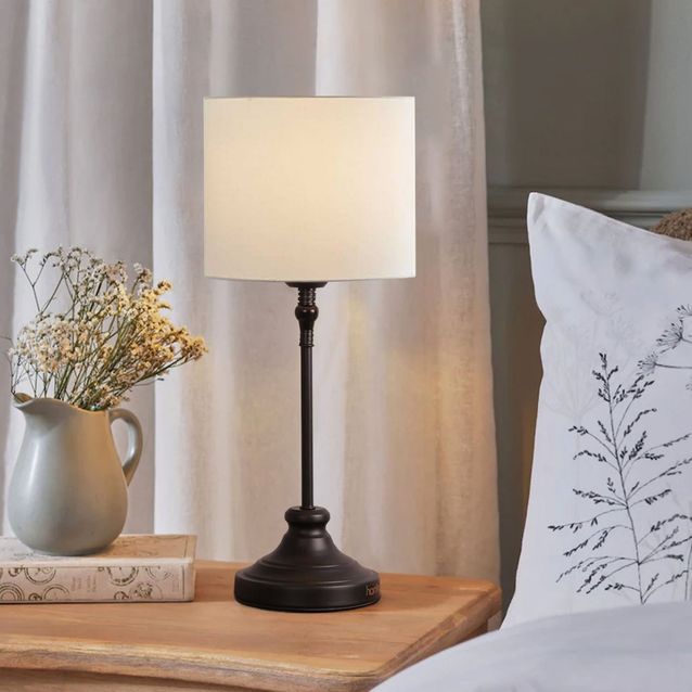 Pöytävalaisin Linento Lighting 241933, ø18cm, E27, max. 40W, IP20, kerma/musta