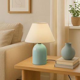 Pöytävalaisin Linento Lighting 241931, ø22cm, E27, max. 40W, IP20, turkoosi/kerma