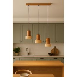 Riippuvalaisin Linento Lighting Loer-R, 4-osainen, E27, max. 40W, IP20, tammi/beige