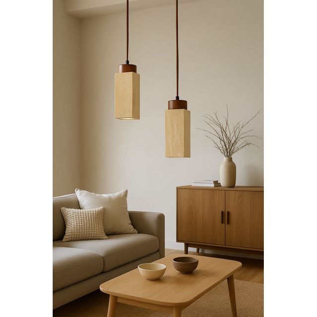 Riippuvalaisin Linento Lighting Mule-B, 2-osainen, GU10, IP20, max. 10W, beige/pähkinä