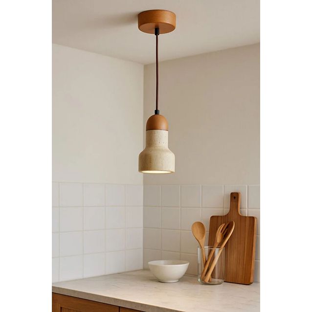Riippuvalaisin Linento Lighting Swis, Ø9cm, GU10, IP20, max. 10W, beige/tammi