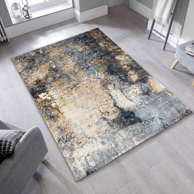 Käytävämatto Linento FD281, 80x150cm, beige/sininen